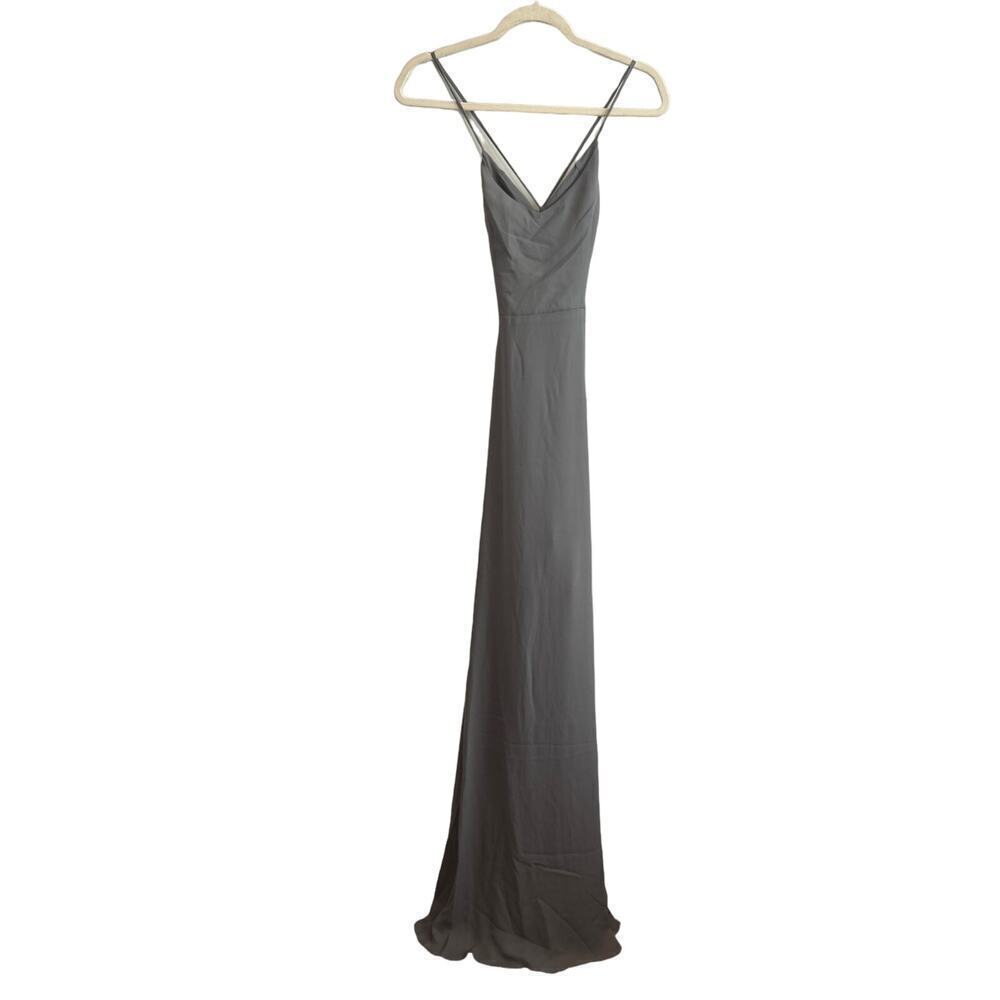 NWT Show Me Your Mumu Godshaw Goddess Gown Bridesmaid Dress Charcoal Size L - Picture 3 of 12